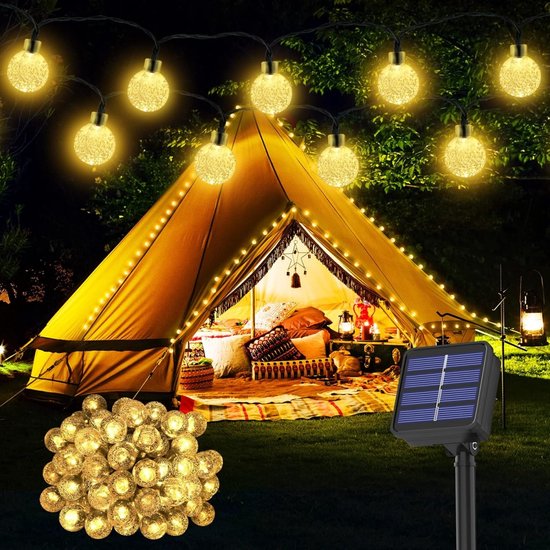 Solar Lichterkette Für Den Außenbereich Durchmesser 2,4 Cm 30 Helle Leds 6,5 M 8 Modi Wasserdicht Kristall Solarkugeln Zur Dekoration Von Weihnac
