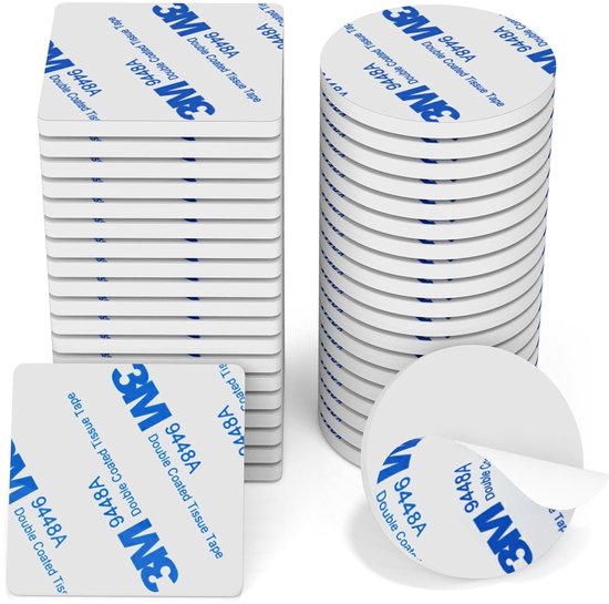 Doppelseitiges Klebeband Extra Starker Klebstoff 40 Stück 3 Mm Runde Und Quadratische Klebepads Für Zuhause, Büro, Auto Und Schule Weiß
