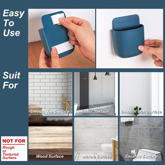 3er-set Blaue Fernbedienungshalter Selbstklebende Wandhalterung 9 3 5 11 5 Cm Für Fernbedienung Handy Zahnbürste Stifte Aufbewahrungsbox Für Bad 3,5