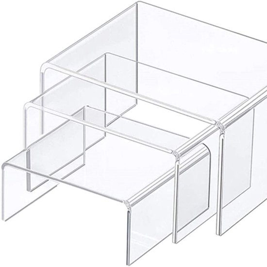 Präsentationsständer, 3 Teiliges Set Aus Transparentem Acryl, Für Cupcakes, Kosmetikartikel Und Sammlerstücke.