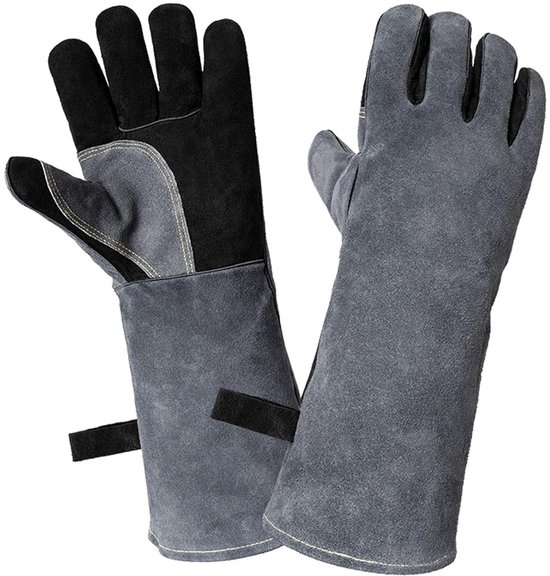 16 Zoll Lange Schweißerhandschuhe Aus Leder, Hitzebeständig Bis 500 °c (1200 °f), Pizzaofenhandschuhe, Grillhandschuhe, Bbq Handschuhe Für Kamin