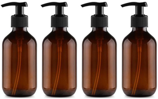 4 Stück Pumpflaschen Seifenspender 300 Ml Seifenpumpe Shampoo Spender Leere Pumpflaschen Nachfüllbar Freistehend Pet Für Spülung, Duschgel Und Lo