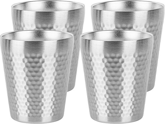 4er Pack Edelstahl Isolierbecher Doppelwandig Stapelbare 10 Oz Wassergläser Aus Metall Wiederverwendbare Trinkgläser Für Zuhause, Büro, Partys Un