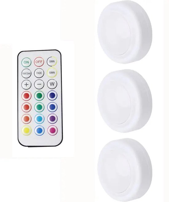 Weiße Strahler 4 Stück Strahler Mit Fernbedienung Küchenbeleuchtung Dimmbare Strahler Puck Lampe Mehrere Farben Unterbauleuchten Treppenbeleuchtu