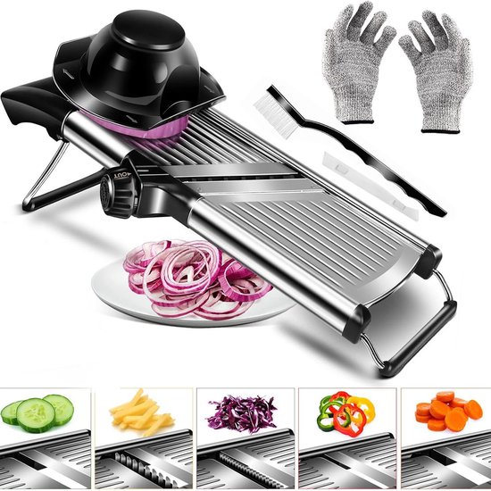 Gemüsehobel, Edelstahl, 5 In 1 Mandoline, Gemüseschneider, Multifunktional, Gemüsereibe, Gurkenschneider, Zwiebelschneider, Küchenhobel, Verstell