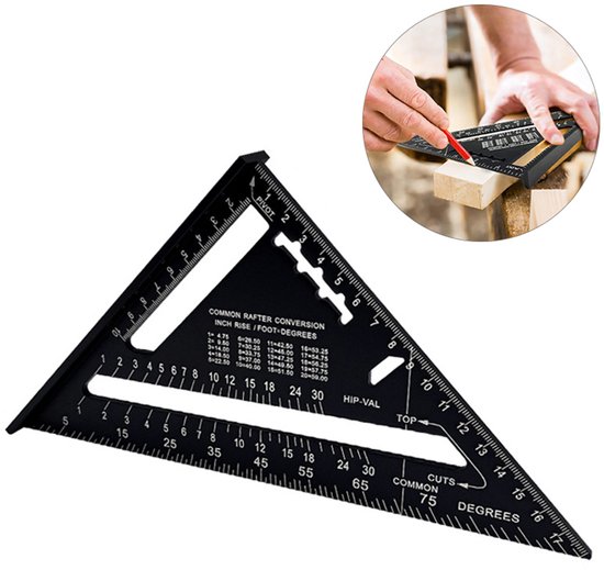 Lineal Zimmermannslineal Zimmermannsmesslineal Zimmermannsdreiecklineal Aluminiumlegierung 7 Zoll (metrisch) Messinstrument Für Ingenieure, Zimme