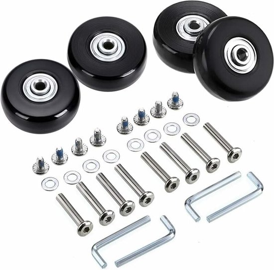 4 Stück 45x18mm Kofferrollen Als Ersatz Für Schwarze Gepäckrollen, Passend Für Samsonite, Outdoor Skaterollen, Gummilenkrollen Mit Kugellagern, R