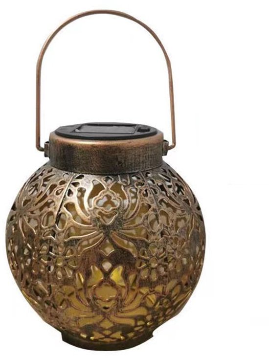 Solarbetriebene Hängelaterne Für Den Außenbereich, Hohle Eisen Solarlaterne, Retro Solar Hängelaterne Mit Griff, Dekorative Retro Metalllampe, So