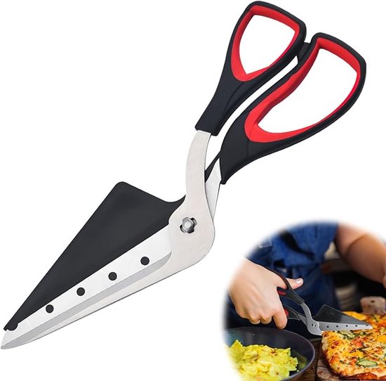 Pizzaschere 2 In 1 Pizzamesser 27,5 Cm Pizzaschere Aus Edelstahl Pizzaschneider Pizzaschieber 2 In 1 Pizzaschieber Küchenschere Leicht Zu Schneid