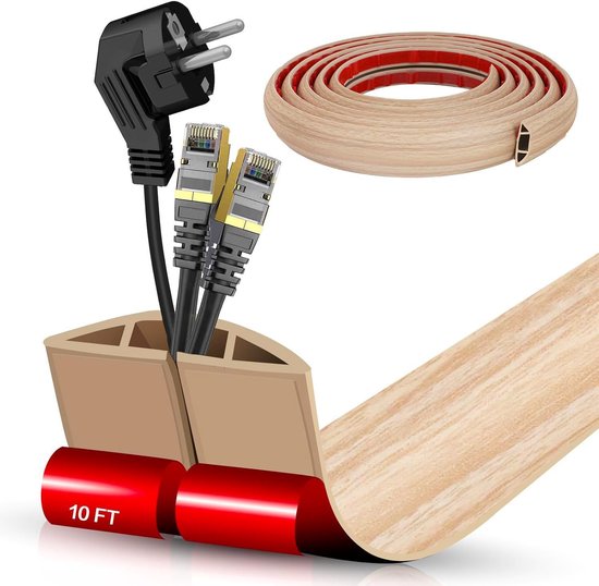 Selbstklebende Kabelkanäle Für Böden Langlebig Schützt Effektiv Vor Freiliegenden Kabeln, Beschädigungen Durch Kinder Und Haustiere 1 Meter X 3 Z