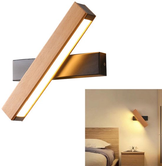 Wandleuchte Aus Massivholz 4 Watt Wandleuchte 360° Drehbar Leselampe Fürs Bett Wandleuchte Aus Massivholz Fürs Schlafzimmer Warmweißes Licht Für