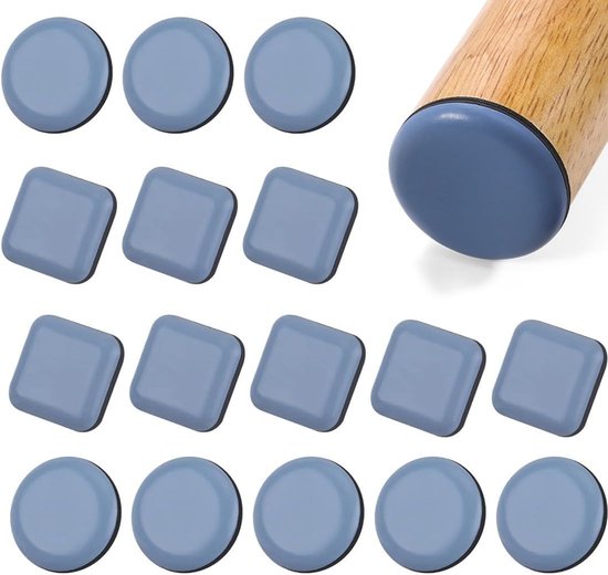 Selbstklebende Teflon Möbelgleiter Rund 19 Mm Quadratisch 20x20 Mm 16 Stück