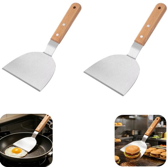 2 Teiliger Pfannenwender Hamburgerwender Pfannkuchenwender Pfannenwender Grillpfannenwender Mit Aufhängeloch Langer Griff Kochzubehör Für Teppany
