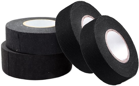 4 Stück Klebeband Hitzebeständig 19 Mm X 15 M Schwarz Selbstklebendes Klebeband Schwer Entflammbares Klebebandgewebe Isolierband Für Autos, Fahrz