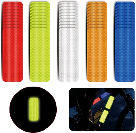 50 Reflektierende Aufkleber 3 X 8 Cm 5 Farben Warnaufkleber Motorradhelmaufkleber Universelle Sicherheitsaufkleber Hohe Reflektivität Reflektiere