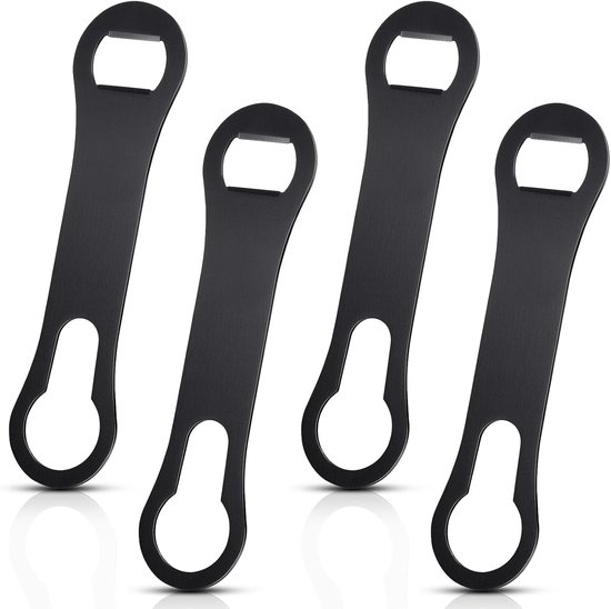 4 Teiliger Flaschenöffner Aus Edelstahl In Bar Form Doppelseitiger Schnellöffner Mit Ausgießerentferner (schwarz)
