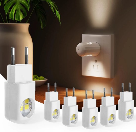 6 Teiliges Led Nachtlicht Set Mit Wandstecker 3000 K Warmweiß, Dämmerungssensor Für Schlafzimmer, Badezimmer, Flur Und Küche