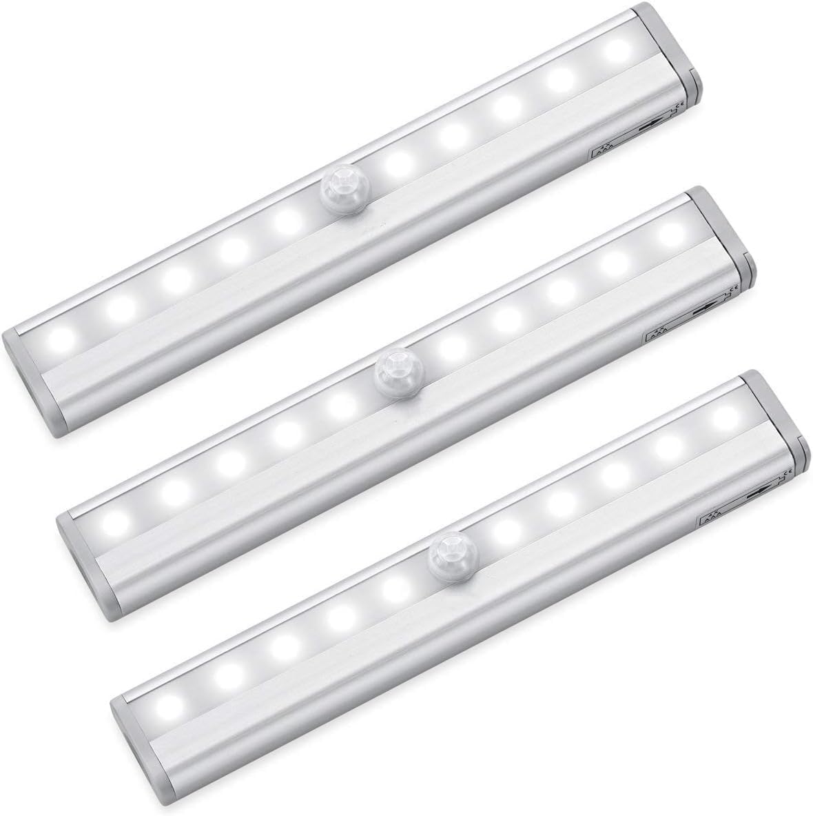 10 Led Bewegungsmelderlampe Selbstklebend, Tragbar, Zum Selberbauen Sicherheitsleuchte Für Flur, Treppenhaus, Schlafzimmer (weiß, 3 Stück)