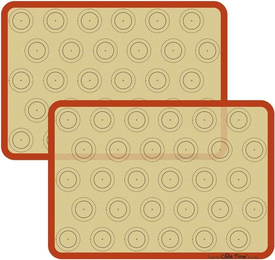 2 Stück 42 × 29,5 Cm Rot Silikon Backmatte Für Macarons Antihaftbeschichtete Silikon Backmatte Mit Ausstechformen Zum Backen Von Macarons, Gebäck