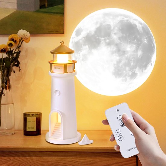 Mondlichtprojektor Nachtlampe Wiederaufladbare Mondlampe Mit Fernbedienung, Dekorativer Leuchtturmprojektor Für Kinder