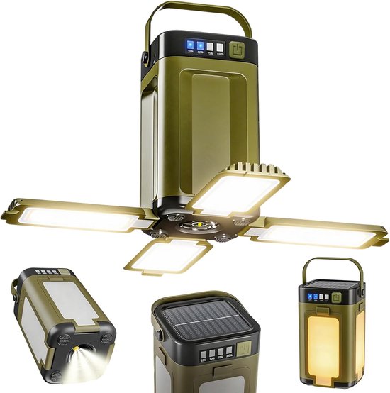 Solar Campinglampe Energie Wiederaufladbare Led Solar Campinglampe Multifunktionale, Faltbare Lampe Mit 6 Beleuchtungsmodi, Tragbare Usb Lampe Fü