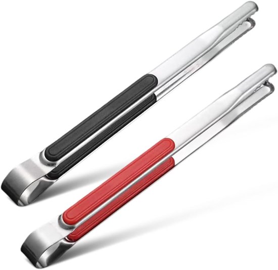 Snelshoppen 2 Teilige Grillzange Aus Edelstahl Mit Rutschfesten Griffen, 25 Cm Lange Küchenzange Für Salate, Grillen, Buffet, Kochen, Backen, Gar