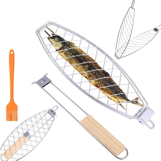 Fischgrillkorb Robuste Fischklemme Für Den Grill Für Fisch, Garnelen Und Gemüse Edelstahl