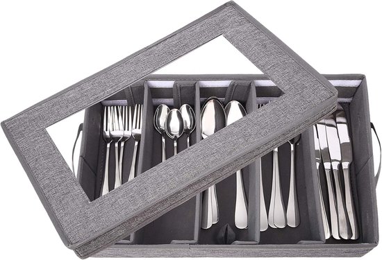 Besteckkasten Besteckaufbewahrungsbox Mit Abnehmbarem Deckel Und Verstellbaren Trennwänden Aufbewahrungsbox Für Besteck Und Küchenutensilien Trag