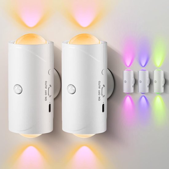 Led Nachtlicht Mit Bewegungsmelder 7 Farben, Wiederaufladbarer Akku, Kabellose Magnetische Wandleuchte Für Treppen, Schlafzimmer, Flur, Hof, Als