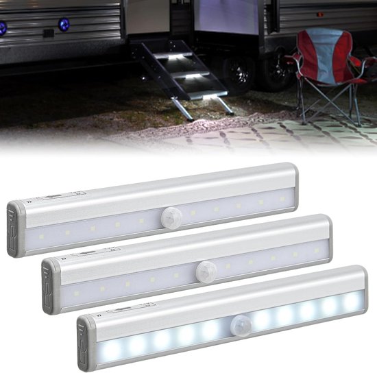 3er Pack Treppenleuchten Mit Bewegungssensor Kabellose Led Streifen Batteriebetrieben Und Magnetisch Für Wohnmobile, Camper, Wohnwagen, Unterschr
