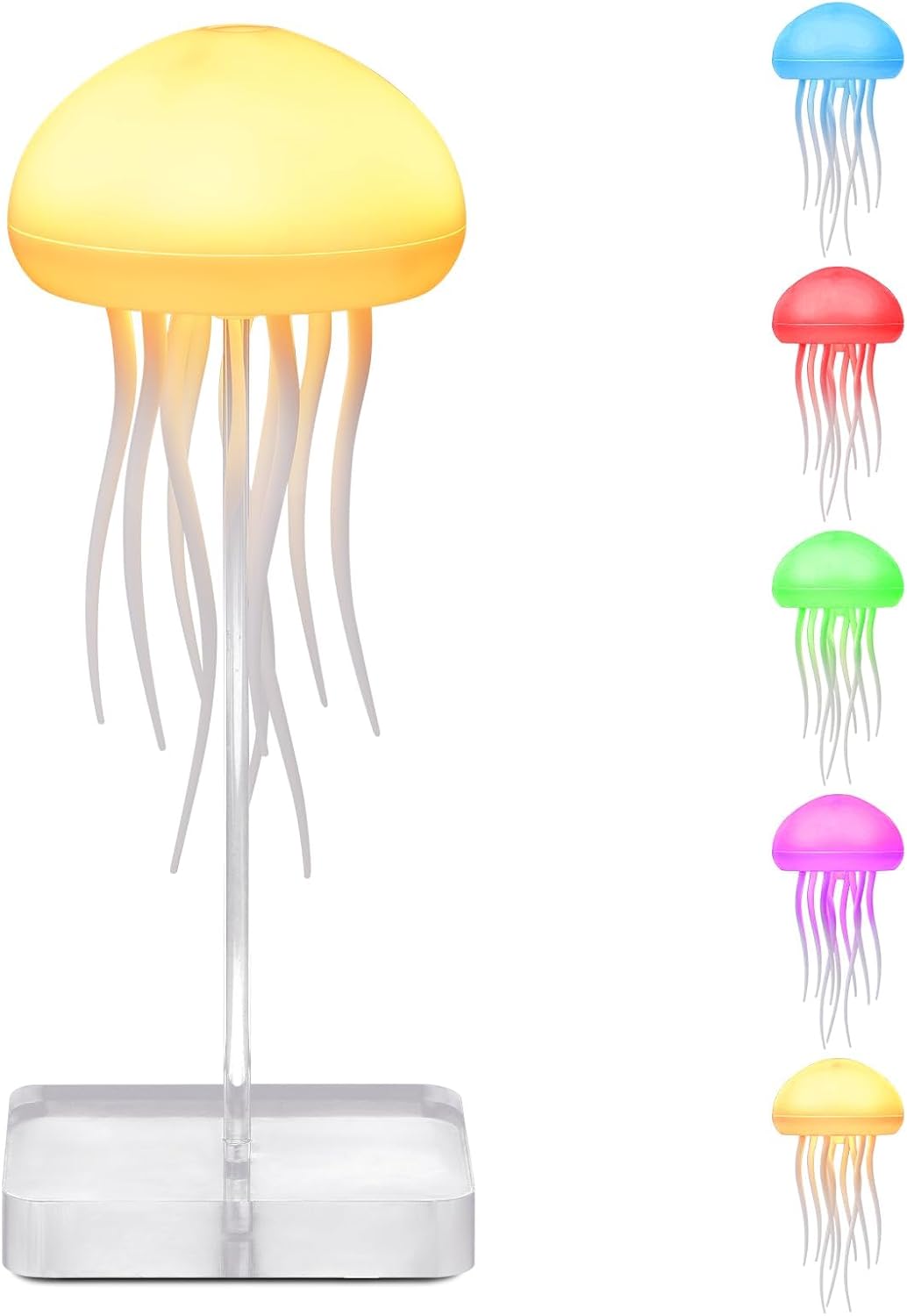Quallenlampe – Sprachgesteuerte Quallenlampe Mit Tanzenden Tentakeln – Rgb-farbverlauf-quallen-nachttischlampe – Wiederaufladbarer Quallentisch