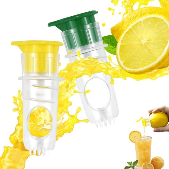 2er Pack Manuelle Zitruspresse Zitronenpresse Mit Schraubverschluss Für Limetten, Orangen Und Andere Zitrusfrüchte Gelb Und Grün