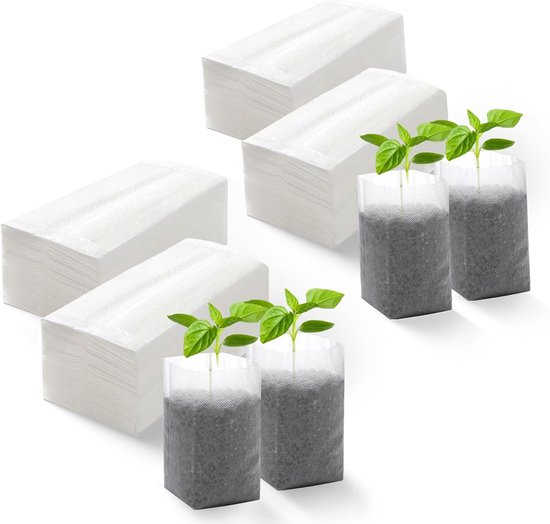 Saatbeutel 200 Stück Biologisch Abbaubar Blumentöpfe Anzuchttöpfe Biologisch Abbaubare Pflanzbeutel 14 X 16 Cm, Für Gesunde Wurzeln