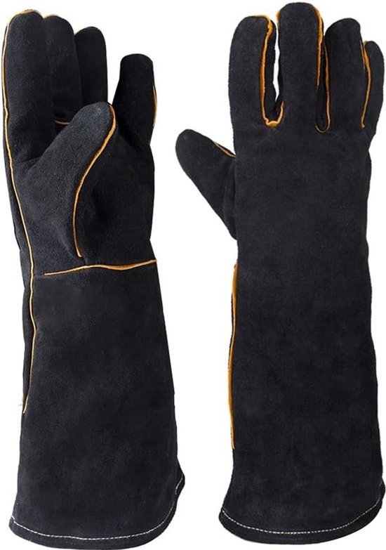 Grillhandschuhe (1 Paar), Hitzebeständige Leder Grillhandschuhe, Lang, Einheitsgröße, Ofenhandschuhe, Kaminhandschuhe, Kochhandschuhe Für Grill,