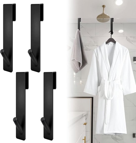 Badezimmertürhaken 4er Set 16,5 × 2,5 Cm Handtuchhaken Aus Edelstahl Duschhaken Für Glaswände Badezimmerzubehör Für Bad, Küche, Innen Und Außensc