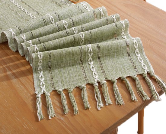 Tischläufer Im Boho Stil 33 X 120 Cm Grün Polyester Rustikaler Tischläufer Im Landhausstil Für Party Und Essdekorationen Tischläufer Mit Boho Qua