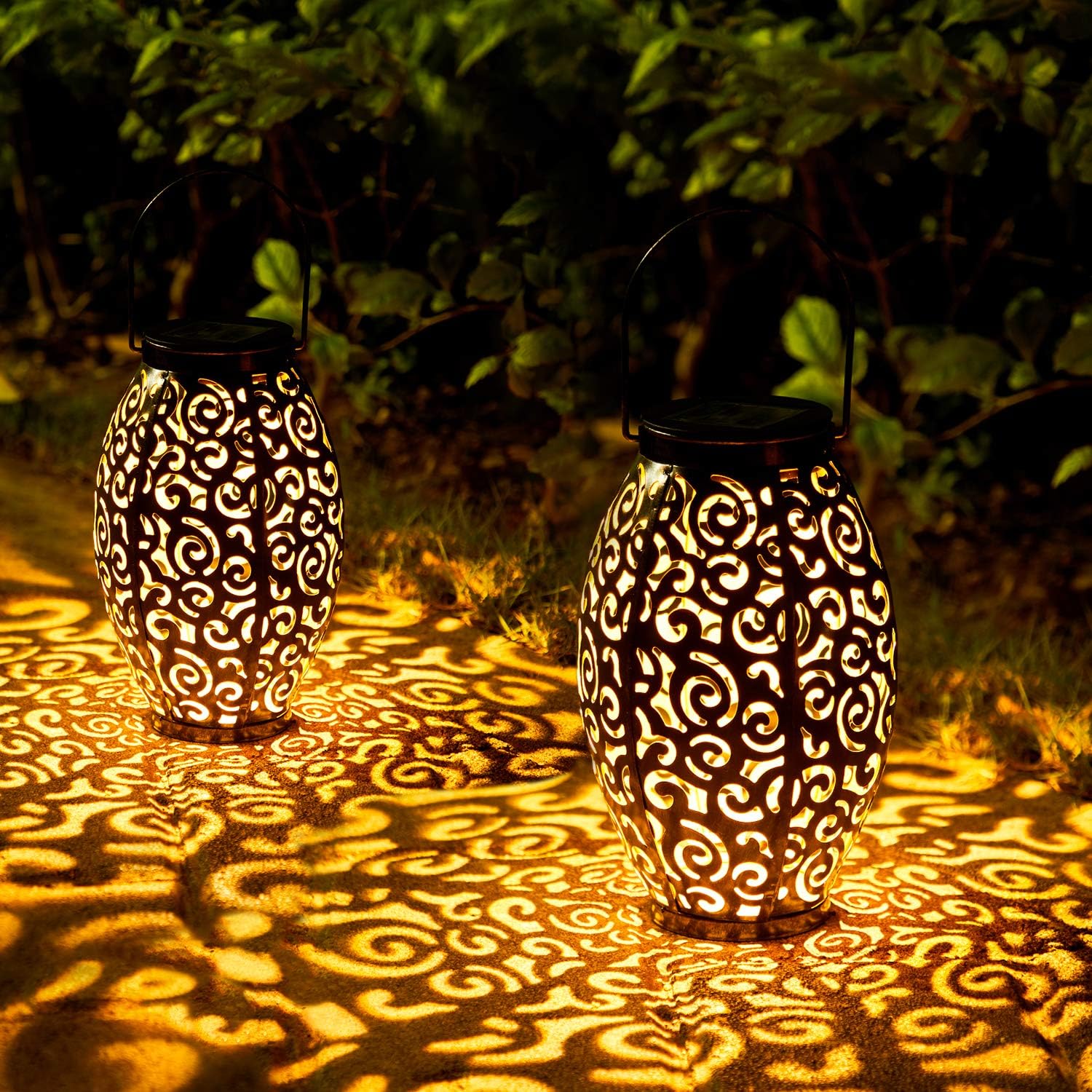 2er-pack Retro-solarlaternen – Wasserdicht – Metall – Mit Griff – Led – Für Tisch-, Weg-, Gehweg- Und Gartendekoration