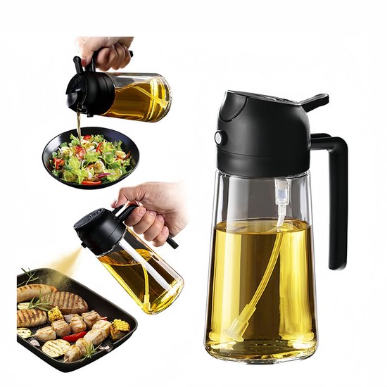 Ölspender Grillöl Sprühflasche 2 In 1 Spender Und Sprühgerät Ölsprüher (1 Stück, Schwarz)