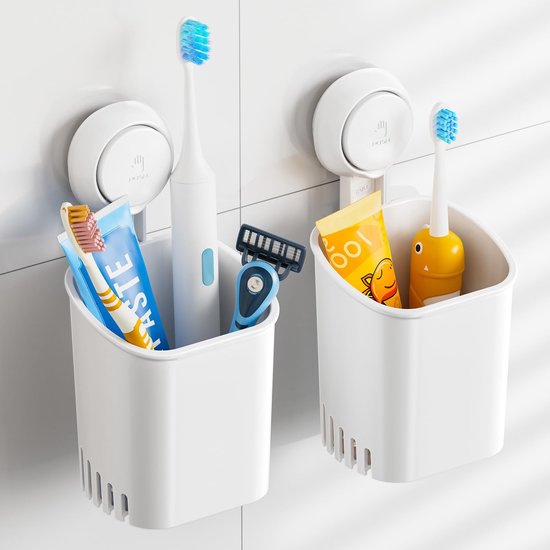 Dailygoods Zahnbürstenbecher Set (2er Pack) Mit Saugnapf Fürs Badezimmer