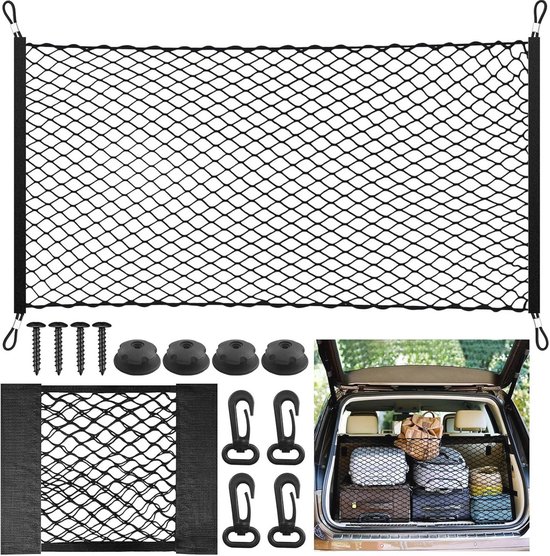 Autogepäcknetz, 2 Teiliges Set, 110 X 60 Cm, Erweiterbar Auf 140 X 100 Cm, Mit 4 Haken