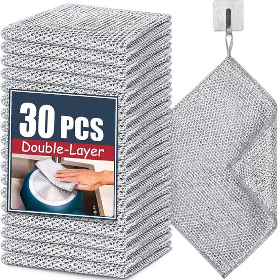 30 Geschirrtücher Aus Stahldraht Geschirrtücher Wiederverwendbar 20x20cm Kratzfeste Draht Geschirrtücher Für Antihaftbeschichtete Pfannen, Spülbe