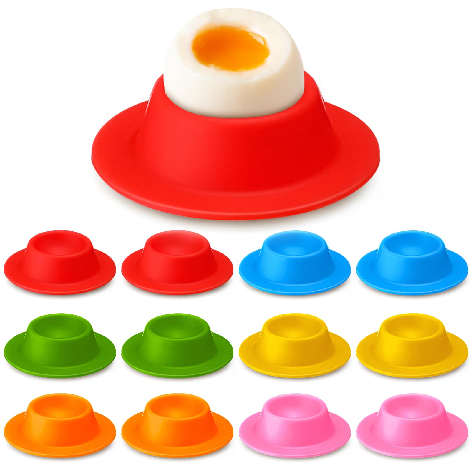 12er-pack Silikon-eierbecher Für Weichgekochte Eier, Rutschfest, Stapelbar, Für Herdplatte, Frühstück, Gekocht, Leicht Zu Reinigen