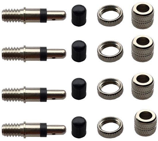 Fahrradventil Ersatzset, 4 Teilig, Fahrradventiladapter, Ventilmutter, Ventilkappen, Für Citybikes, Rentnerfahrräder, Für Standard Reifenventile