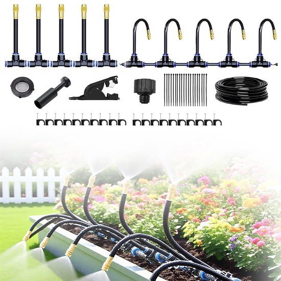 Dailygoods Automatisches 360° Bewässerungssystem Bewässerungssystem Set Verstellbare Düse 10 Meter Pe Schlauch Messingsprinkler Komplett Mit Zube