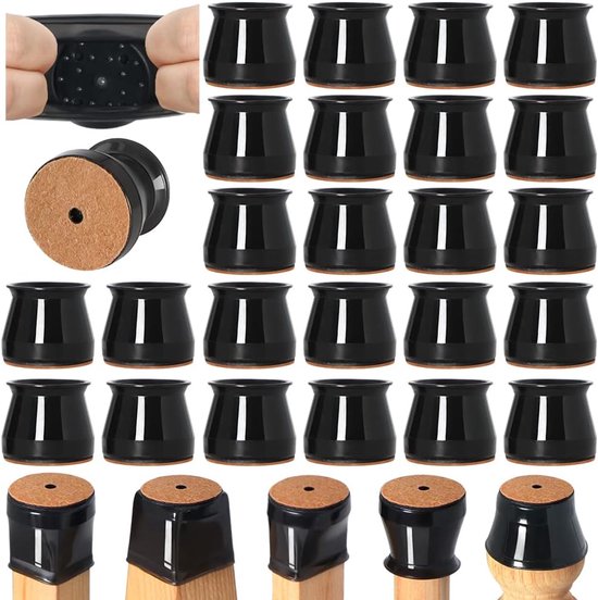 24 Silikon Stuhlbeinschoner Rutschfester Und Schalldämpfender Filz Kratzfeste Schonbezüge Für Holzböden Schützt Möbelbeine Vor Stößen 38 X 37 X 3