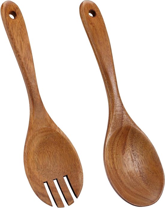 Allecta Salatbesteck Set, 2 Teilig, Aus Holz Küchenhelfer Spülmaschinenfest Salatgabel Und Salatlöffel Besteckset Für Salat Und Obst