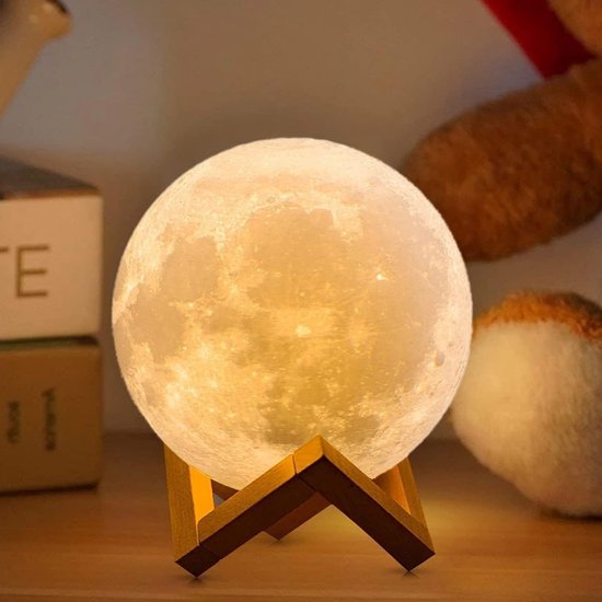 Ocreon Mondlampe 2023 Upgrade: 3d Druck Ihr Foto & Text 16 Farben Holzständer