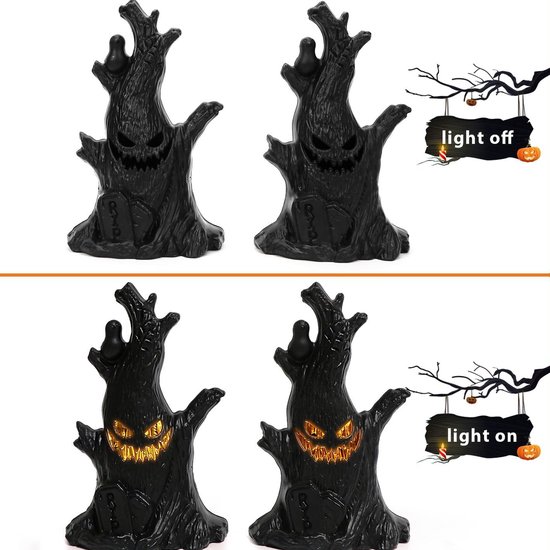 2 Teilige Halloween Dekorationsbeleuchtung Baumstumpf Geisterfiguren Dekorative Beleuchtung Kunststoff 7 X 5,2 X 11,2 Cm Für Bücherregale, Kamine