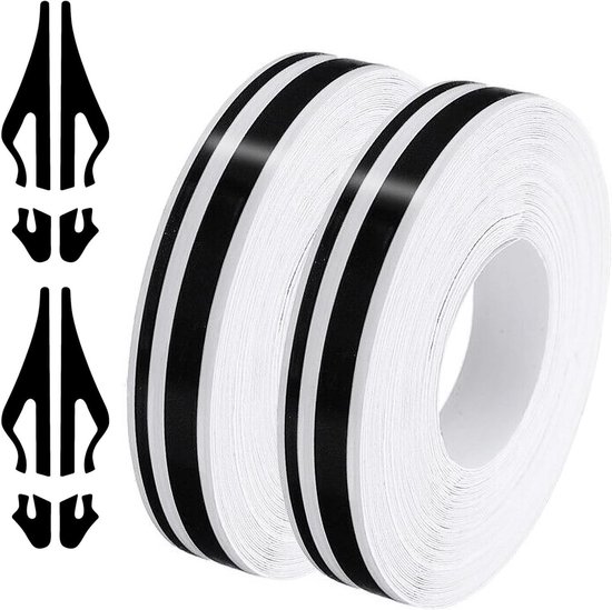 Dekorative Leisten Für Auto Und Motorrad 9,8 M Selbstklebende Seitenwände Und Diy Klebeband In Schwarz (5 Mm + 2 Mm) Für Boote Und Musikinstrumen