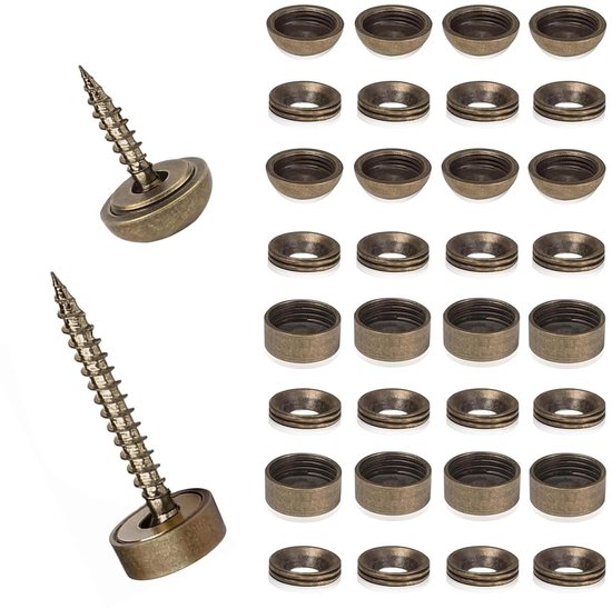 Dekorative Spiegelschrauben Mit Kappen 16 Stück Messing, 9 Mm Und 12 Mm Selbstschneidende Schrauben Für Holzdekorationen Und Spiegel